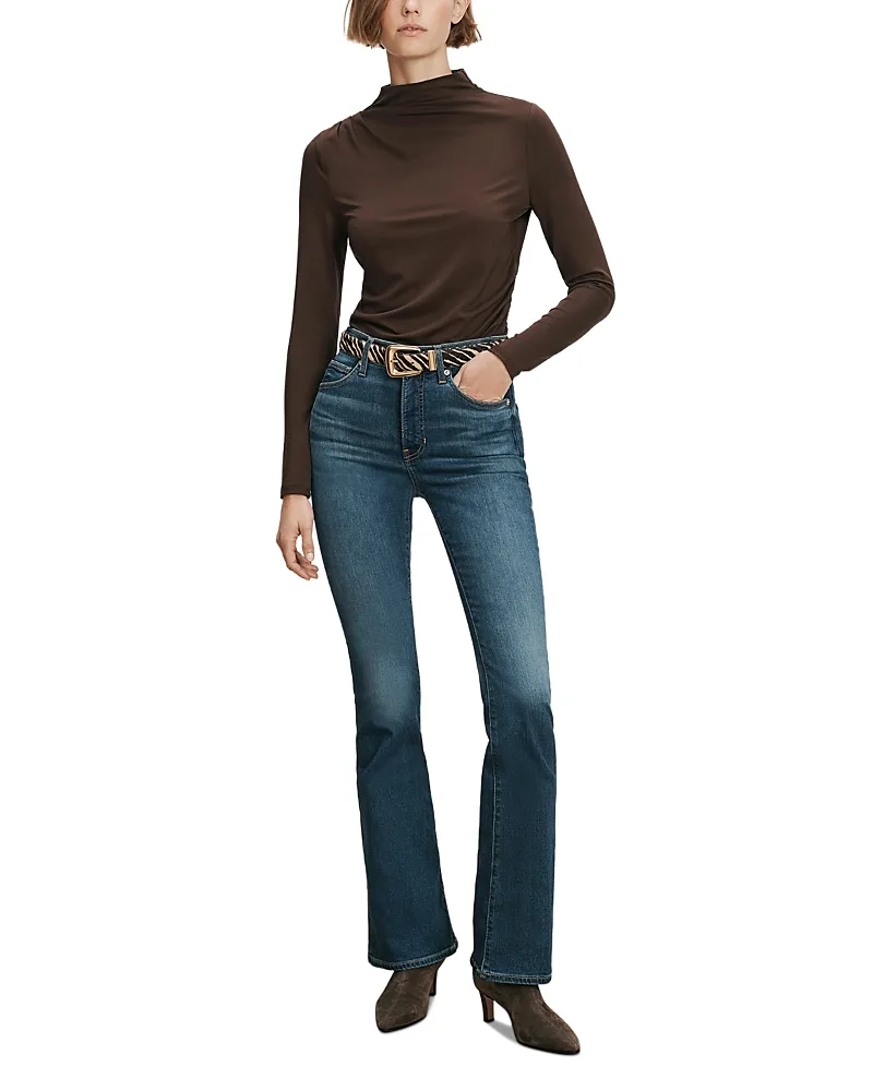 Mylie Mock Neck Long Sleeve Ruched Top by Veronica Beard