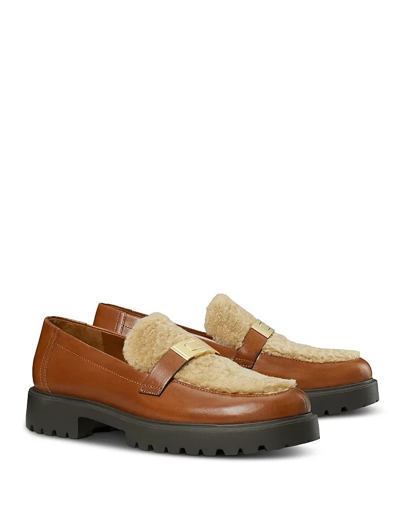 LeeLee Shearling Lug Loafers by Tory Burch