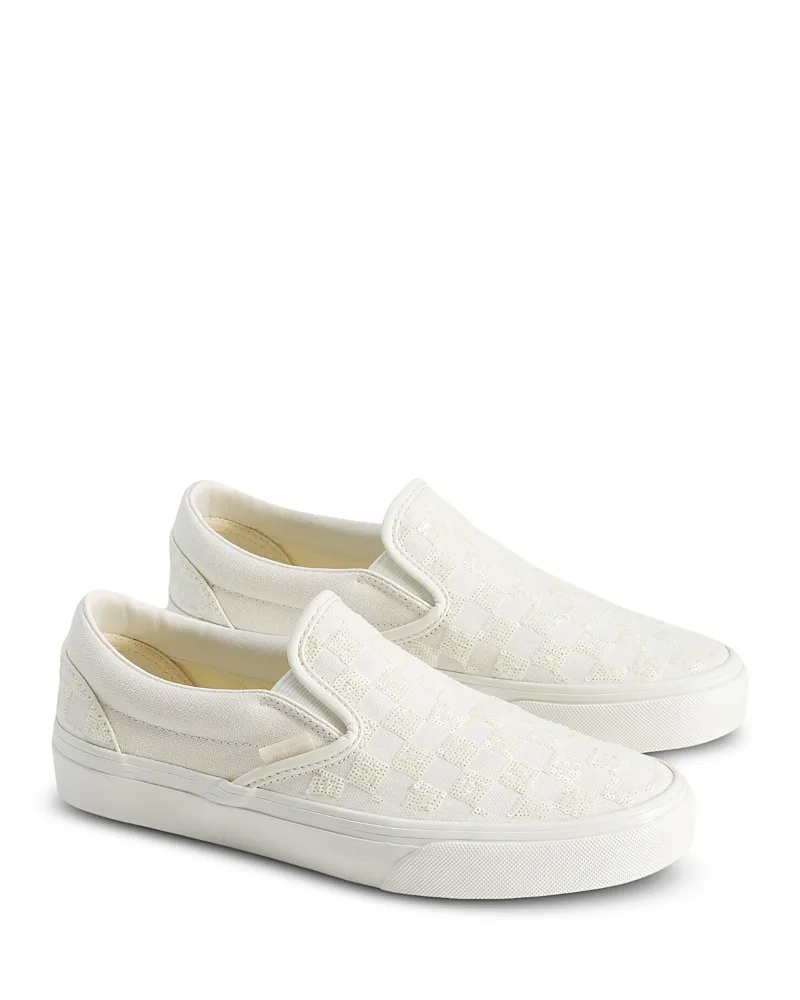 Classic Beaded Checkerboard Slip on Sneakers by Vans