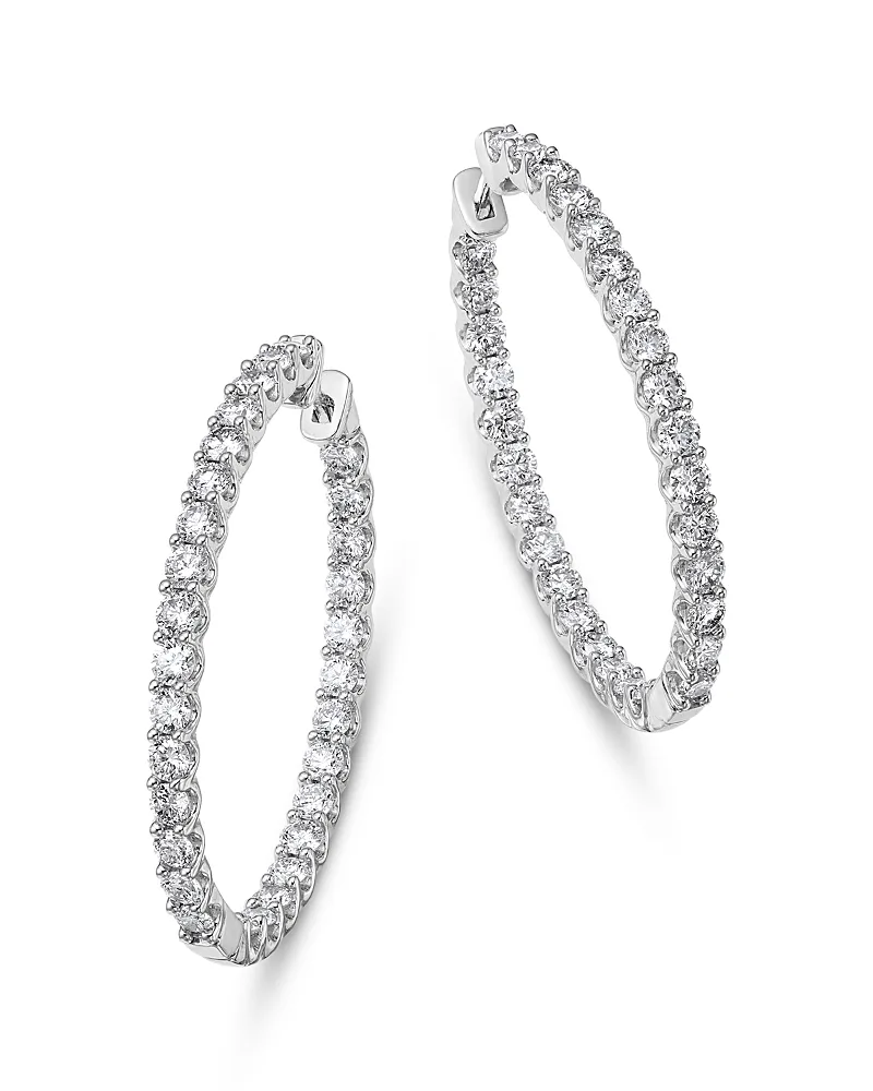 Diamond Inside Out Hoop Earrings in 14K White Gold, 4.0 Tcw