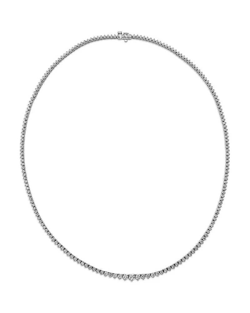 Diamond Graduated Tennis Necklace in 18K White Gold, 5.2 Tcw