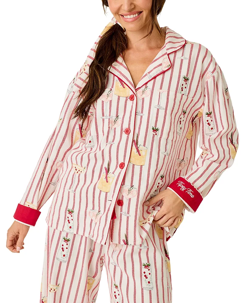 Martinis & Mistletoe Cotton Notched Collar Pajama Set by PJ Salvage
