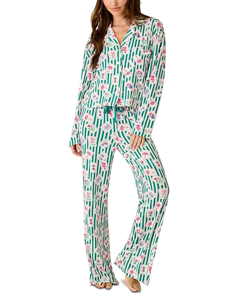 Mahjong Queen Notched Collar Pajama Set by PJ Salvage