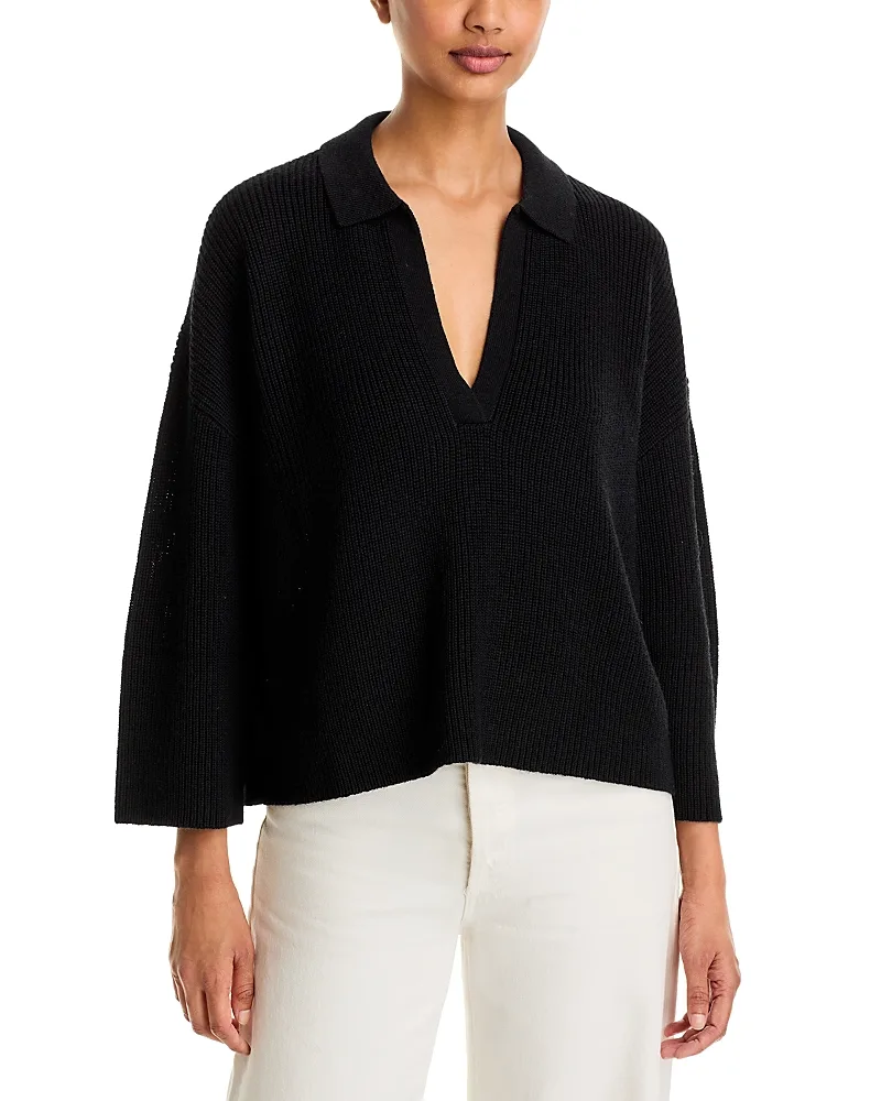 Wool Johnny Collar Sweater