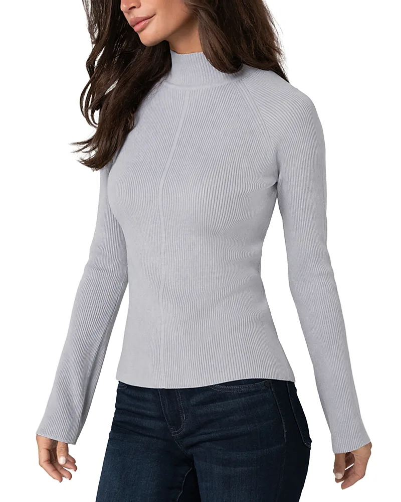 Mock Neck Ribbed Sweater by Liverpool Los Angeles