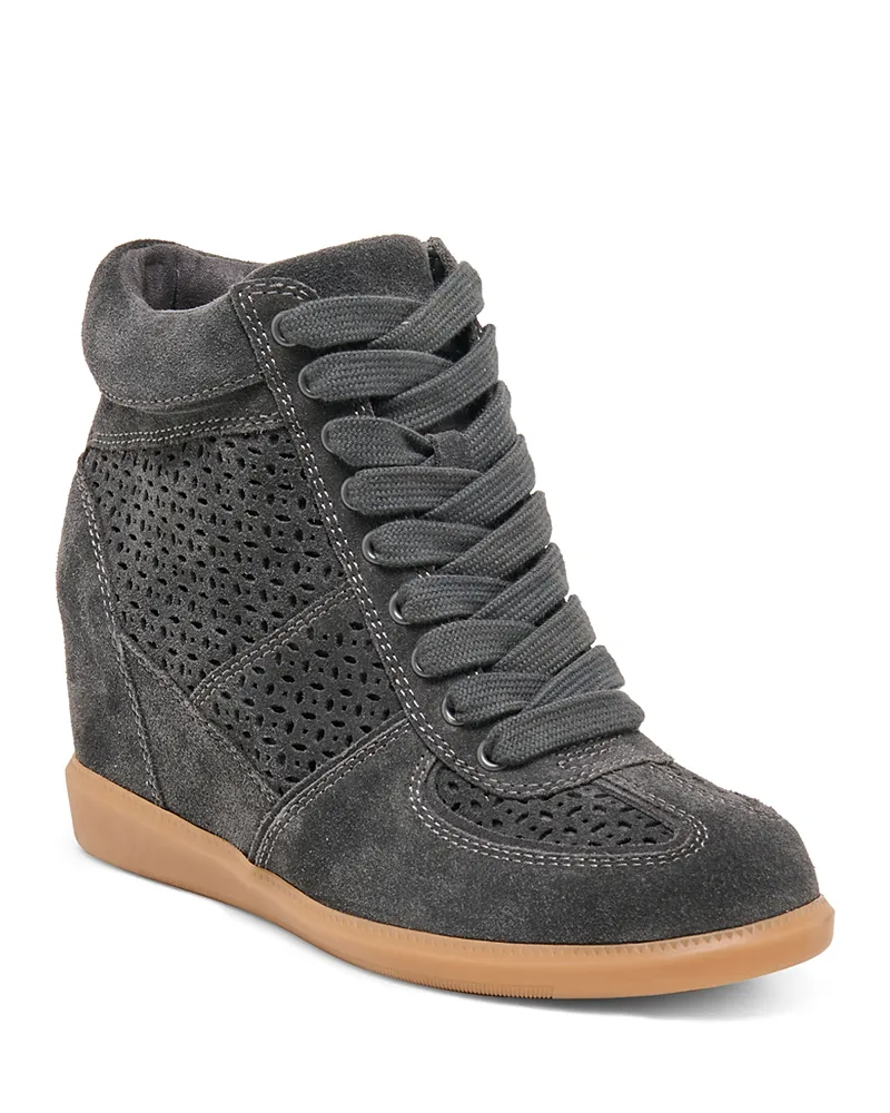 Irlah Perforated Suede Wedge Sneakers by Dolce Vita