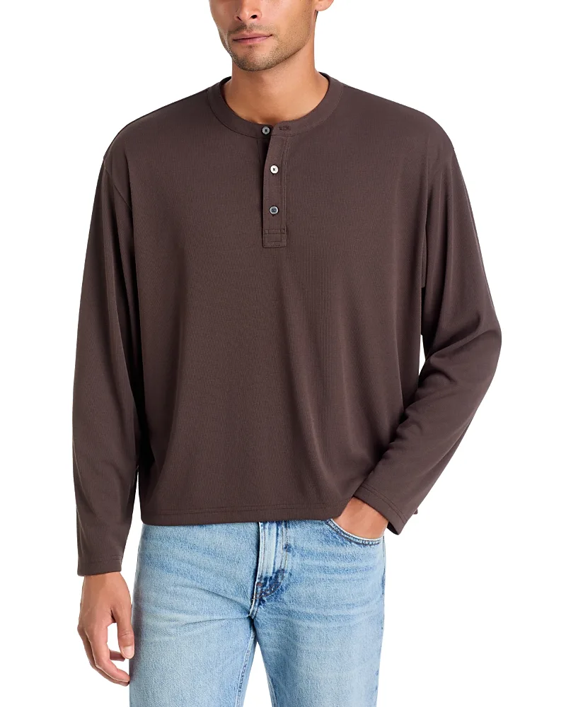 Cotton Crewneck Henley Shirt by FRAME