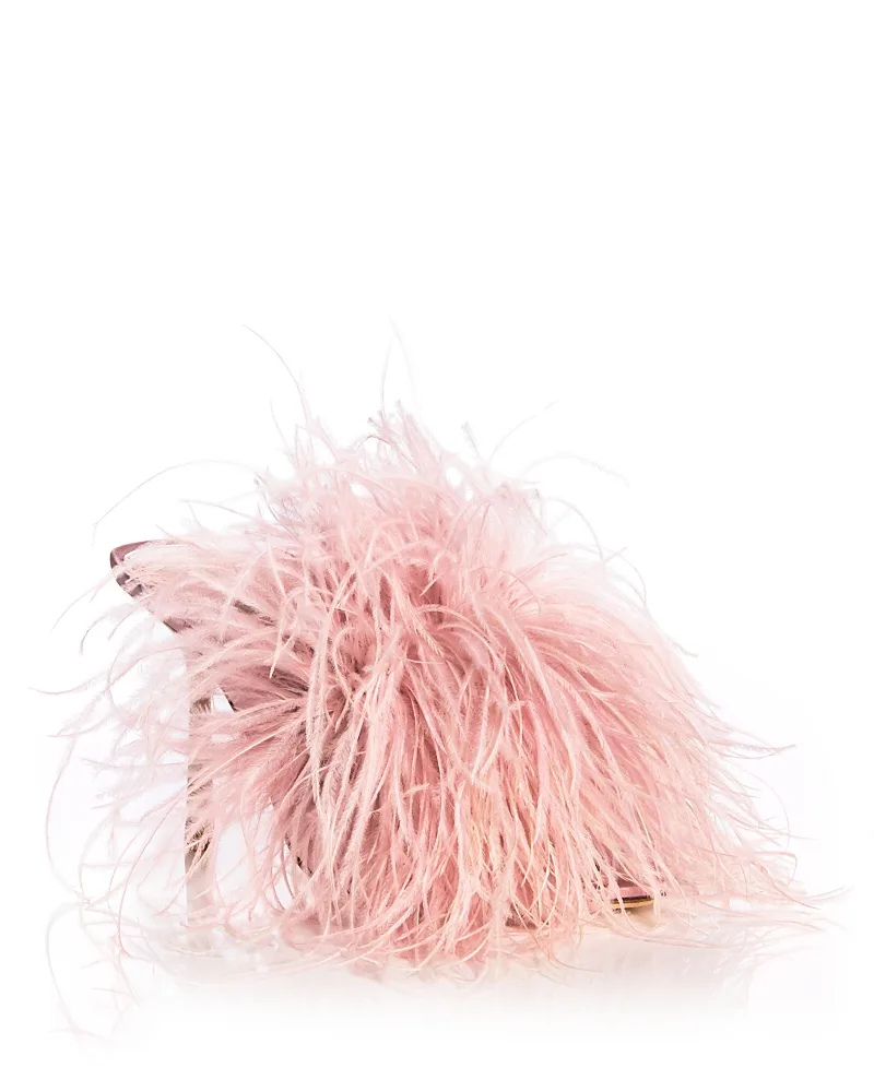 Boa 100 Satin Feather Trimmed Mules by Stuart Weitzman