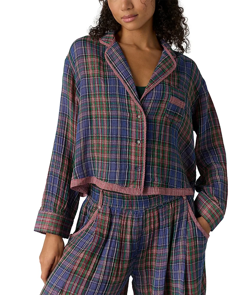 One and Done Cotton Notched Lapel Pajama Shirt