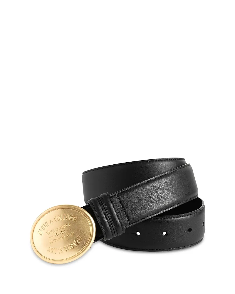 Colter Medallion Buckle Leather Belt by Zadig & Voltaire