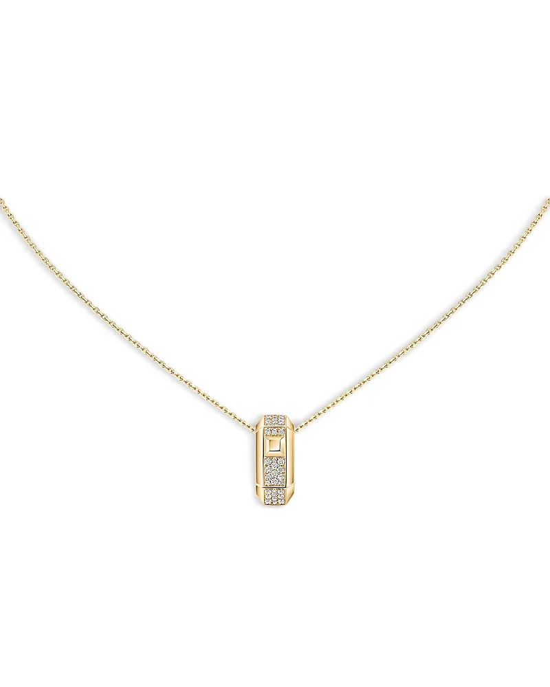 18K White Gold Moderniste Diamond Pave Hexagon Pendant Necklace, 0.15 Tcw by Messika