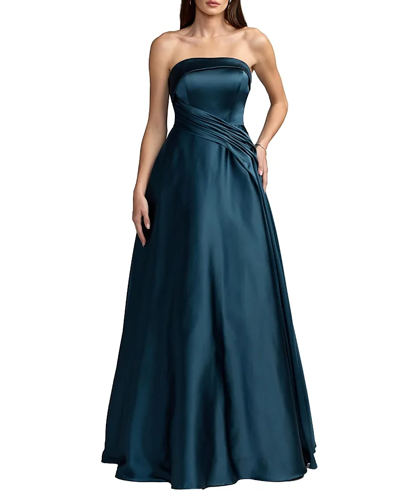 Mac Duggal Strapless Satin A-Line Gown by M.A.C.