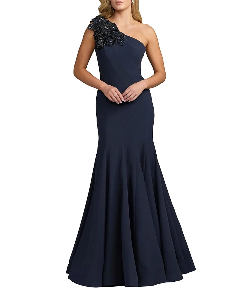 Mac Duggal One Shoulder Flower Detailed Gown
