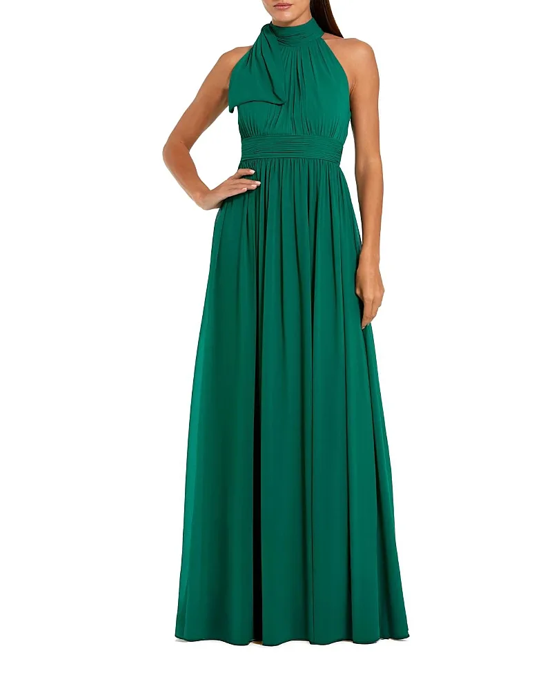 Mac Duggal a Line Chiffon Halter Neck Evening Gown