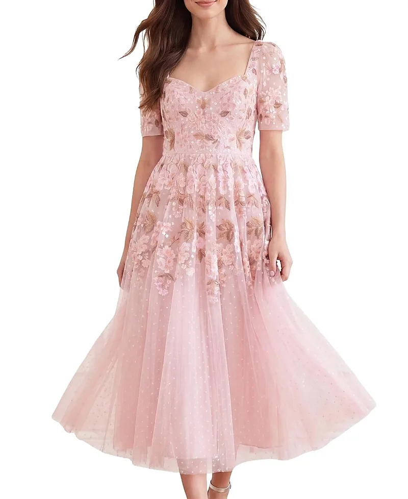 Needle & Thread Wisteria Sweetheart Short Sleeve Dress by Needle & Thread