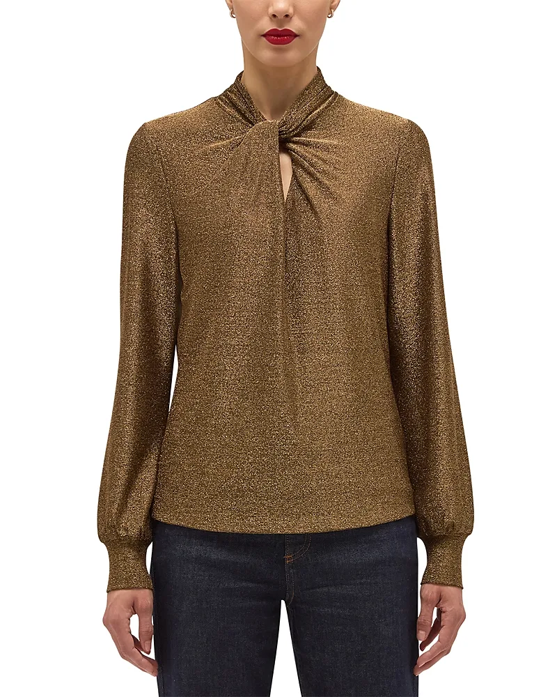 Hobbs London Ashley Sparkle Twist Neck Top by Hobbs London