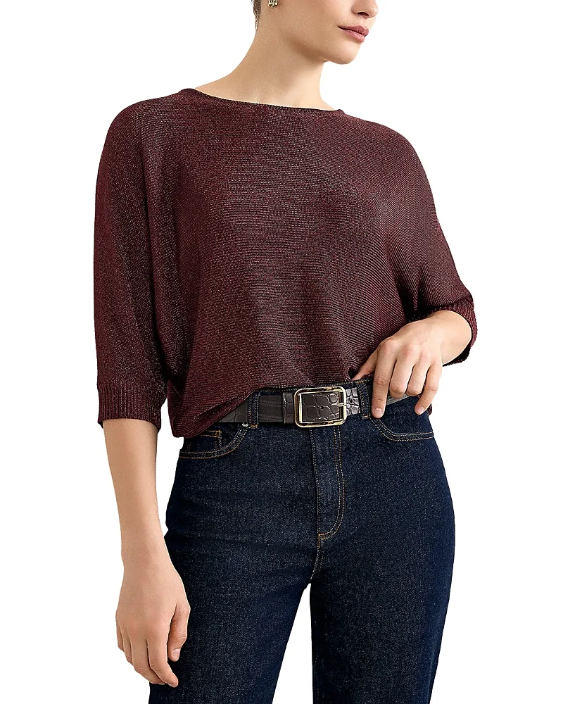 Cristine Metallic Threaded Batwing Sleeve Sweater by Phase Eight