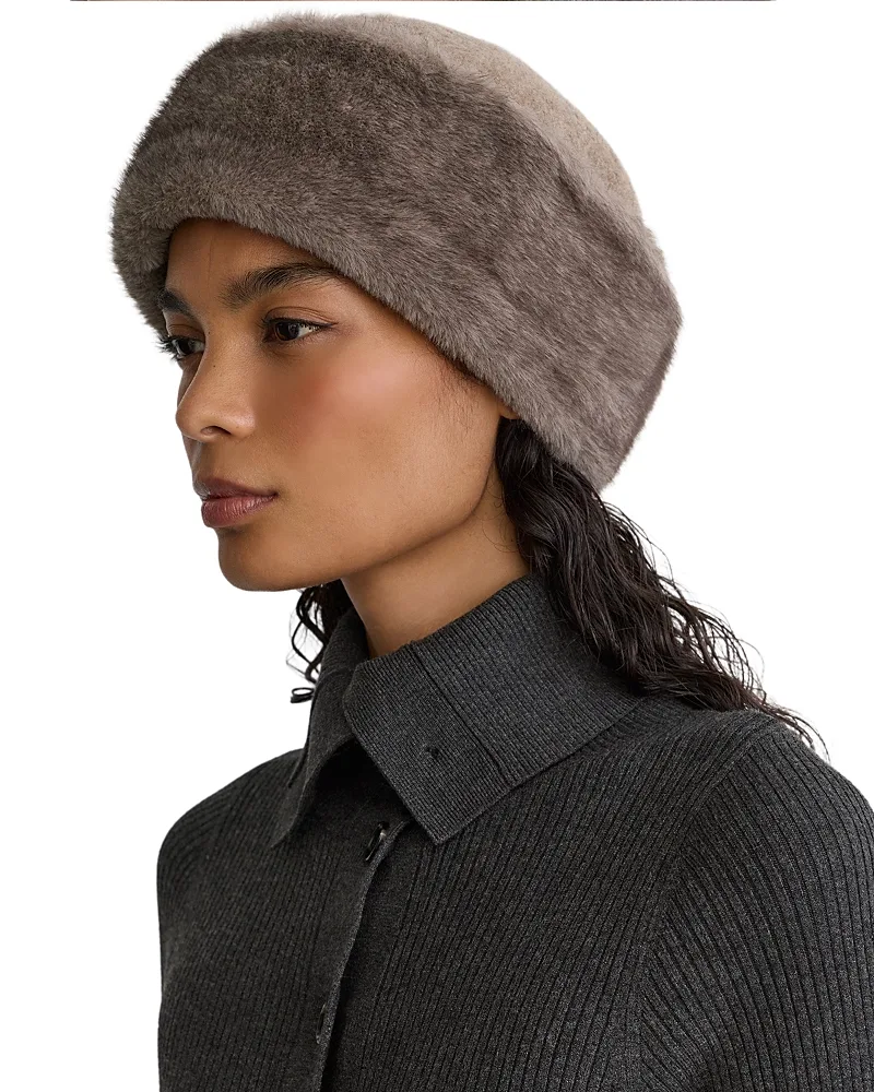 Serena Faux Fur & Wool Roller Hat by Reiss