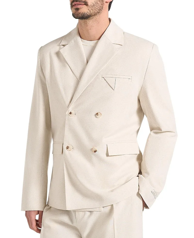 Didier Double Breasted Linen Suit Jacket by Maniere De Voir