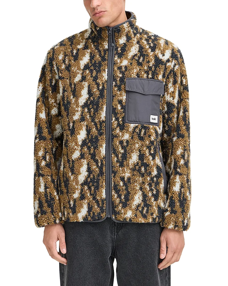 Camo Sherpa Zip Pocket Jacket by Solid