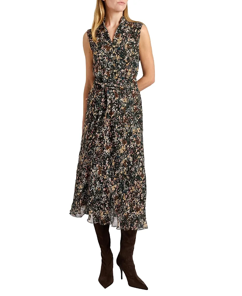 Nirva Sleeveless Dress in Crepe Crinkle Georgette by Santorelli