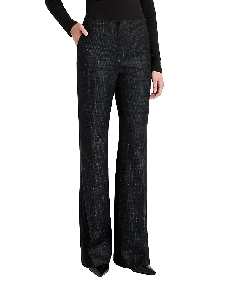 Beth Flared Pant in Tonal Mini Check Wool by Santorelli