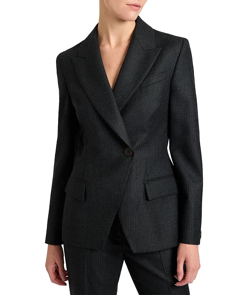 Malli Single Button Jacket in Tonal Mini Check Wool by Santorelli