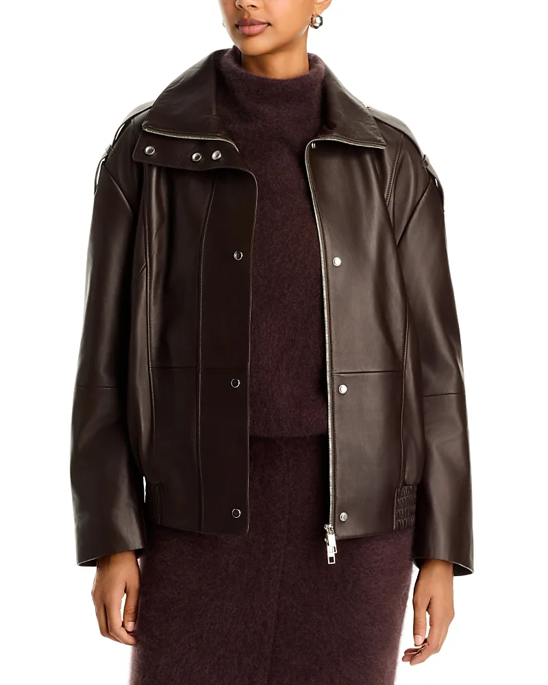 Savani Leather Aviator Jacket by Hugo Boss