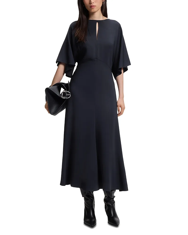 Donaza Flutter Sleeve Midi Dress by Hugo Boss
