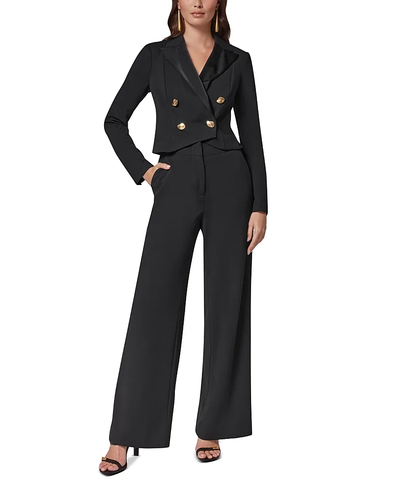 Satin Lapel Double Breasted Jumpsuit by Donna Karan New York