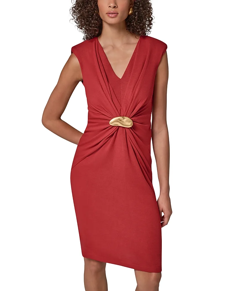 Gathered Hardware Sheath Dress by Donna Karan New York