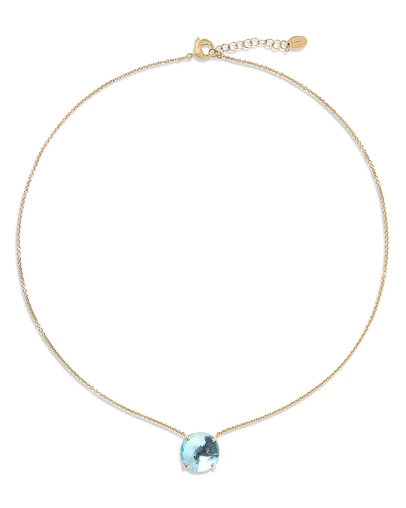 18K Yellow Gold Blue Topaz Jaipur Color Pendant Necklace, 16.5" by Marco Bicego