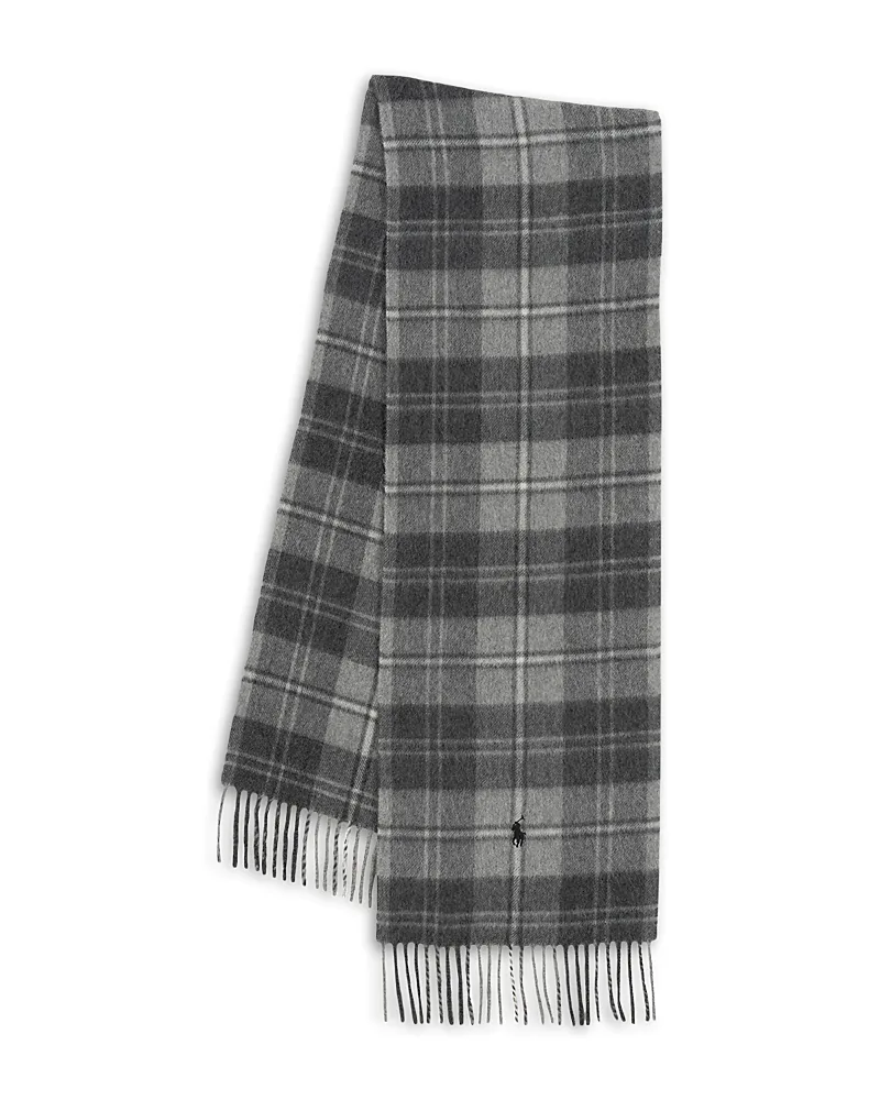 Wool Cashmere Blend Plaid Scarf