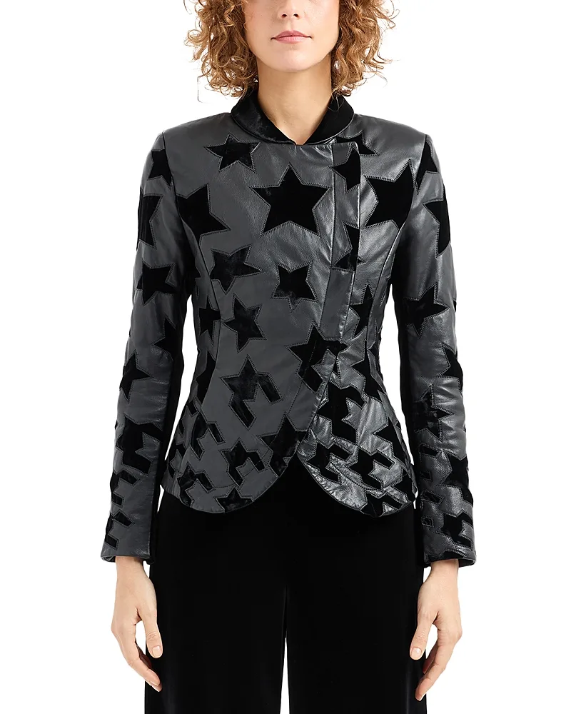 Velvet Stars Leather Jacket by Armani