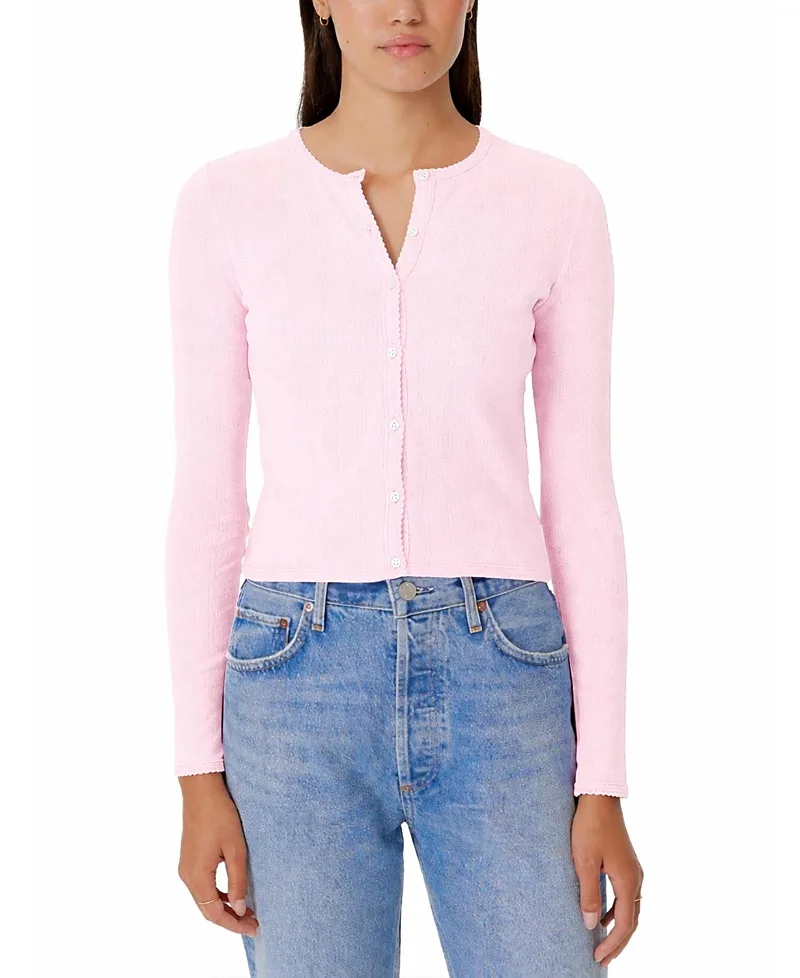 Pointelle Crop Cardigan by Goldie Lewinter
