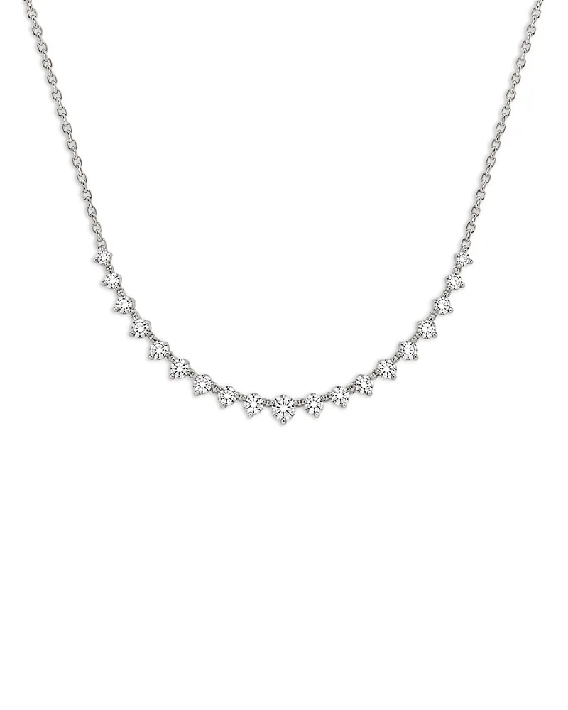14K White Gold Lab Grown Diamond Graduated Necklace, 1.0 Tcw