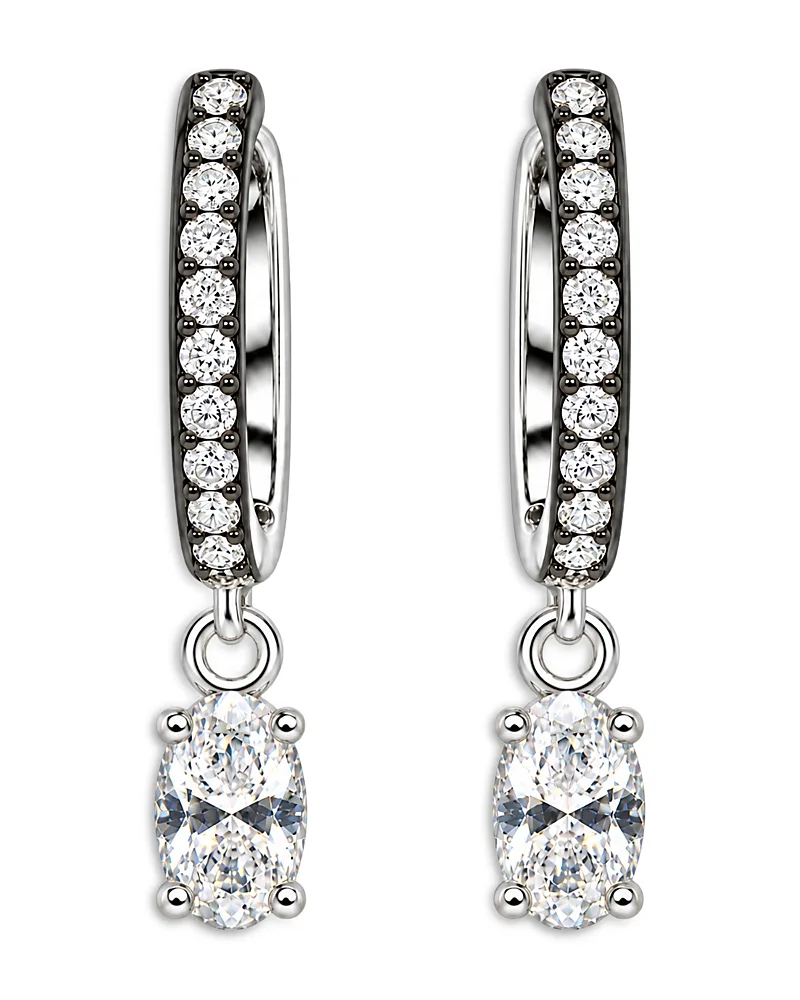 Black Rhodium 14K White Gold Lab Grown Diamond Drop Hoop Earrings, 0.31 Tcw by Meira T