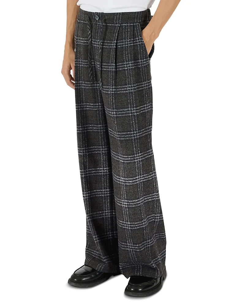 Relaxed Wide Leg Plaid Pants by Krost