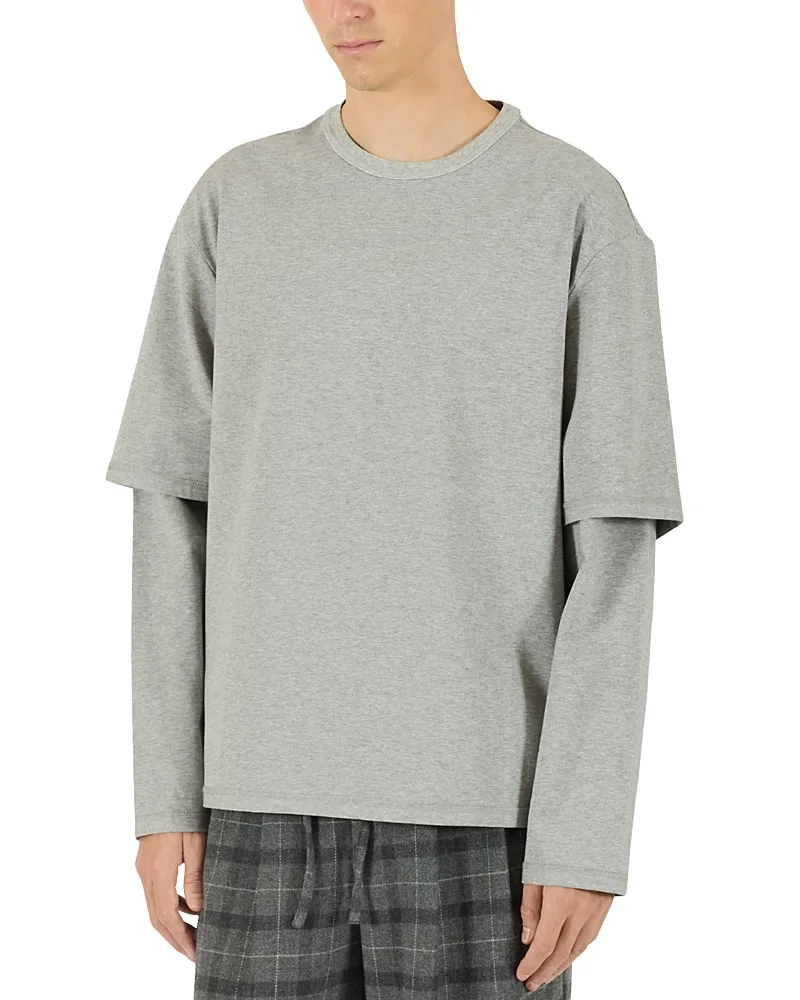 Stretch Cotton Layered Long Sleeve Tee by Krost