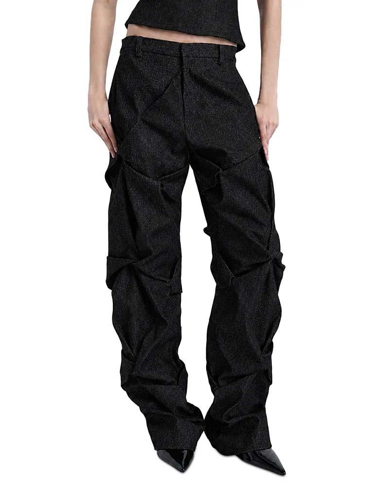 Astrid Denim Sculpted Drape Trousers by Kate Barton
