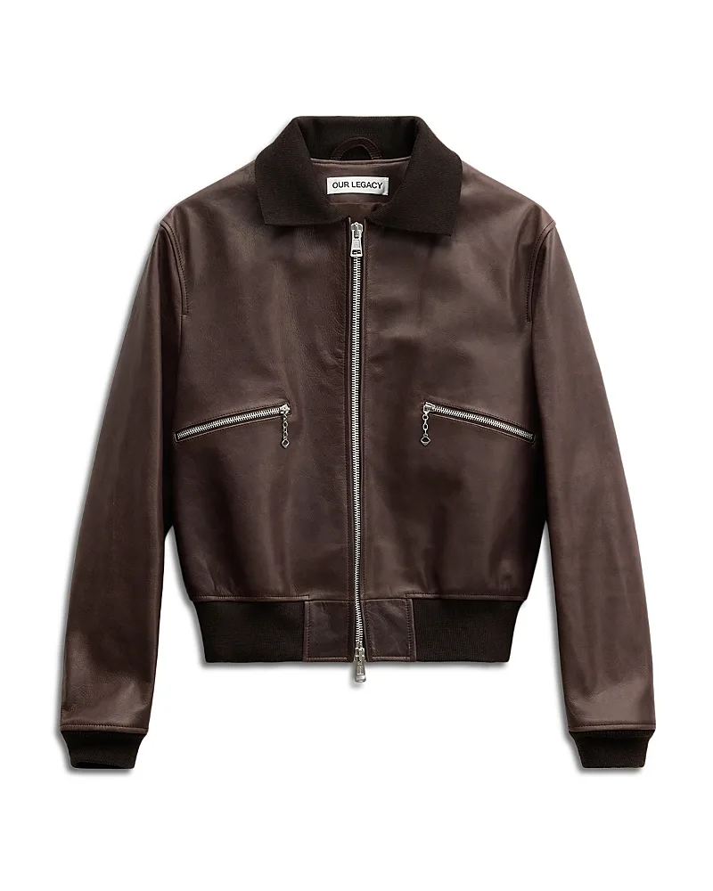 Zip Pocket Leather Jacket by Our Legacy