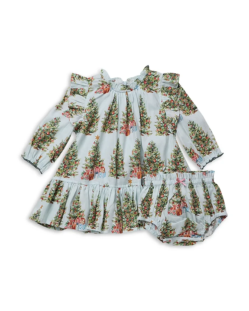 Harper Cotton Poplin Christmas Tree Dress & Bloomers Set by Pink Chicken