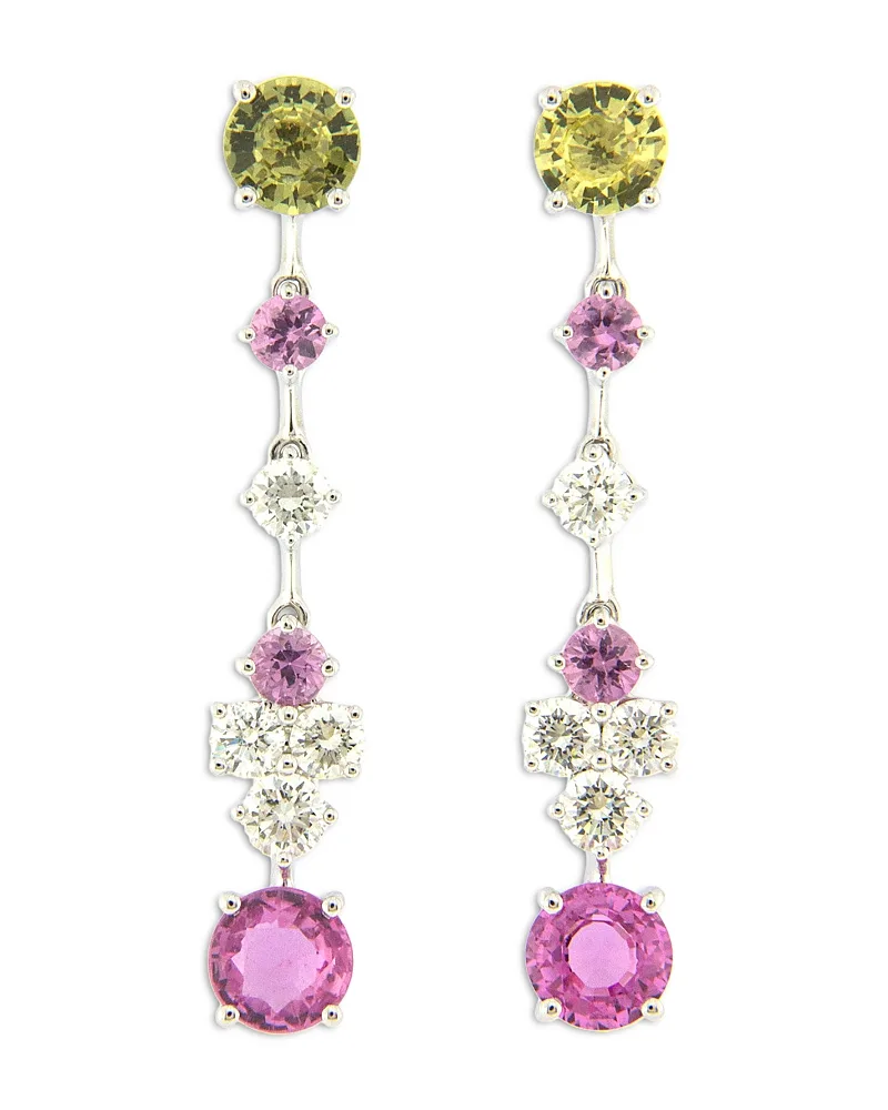 Diamond & Multicolor Sapphire Drop Earrings in 18K White Gold by Bloomingdales Fine Collection
