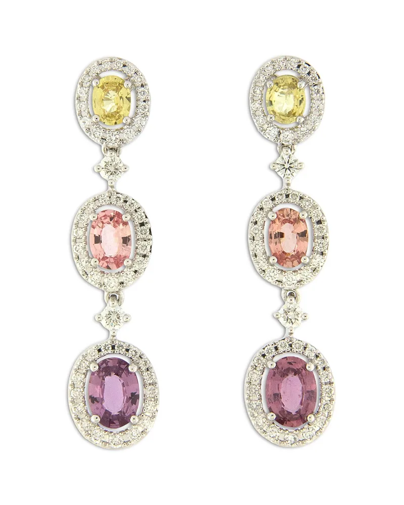 Diamond & Multicolor Sapphire Oval Drop Earrings in 18K White Gold by Bloomingdales Fine Collection