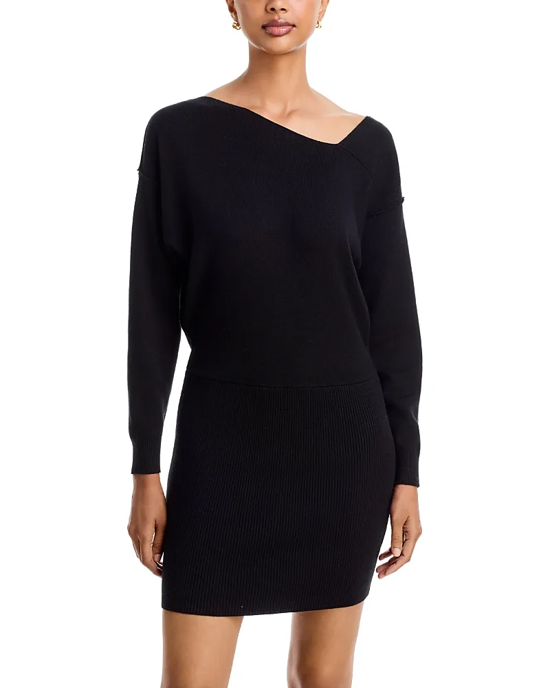 Asymmetric Mini Sweater Dress by Line & Dot