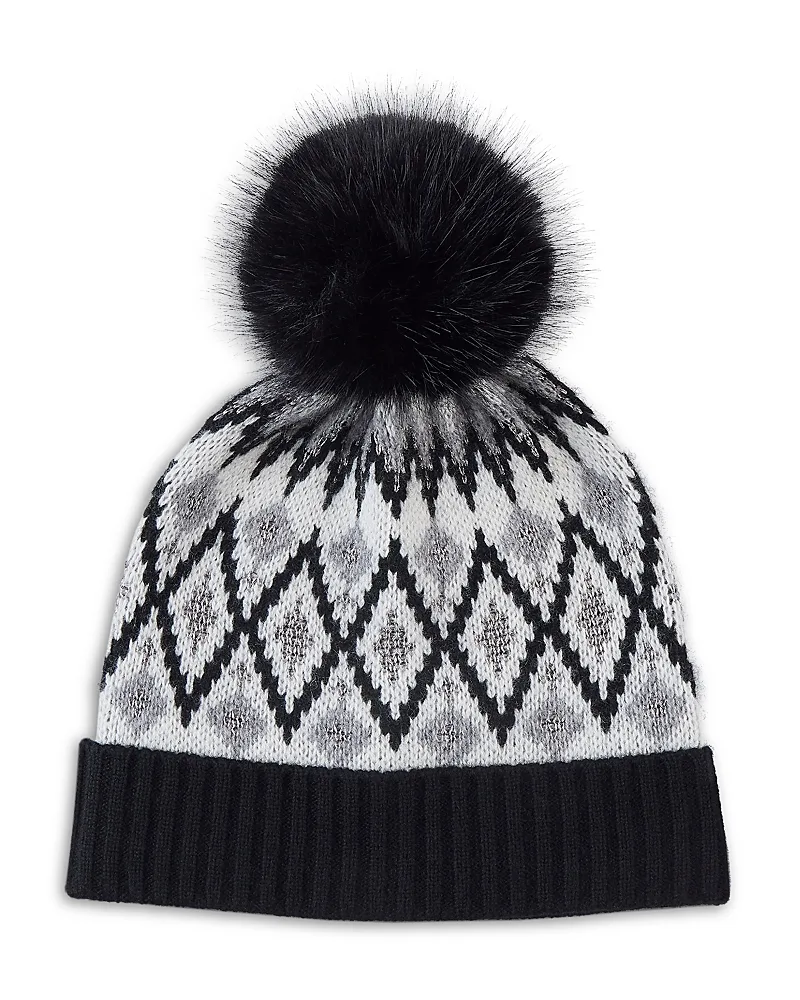 Fair Isle & Pom Pom Knit Hat by Sofia Cashmere