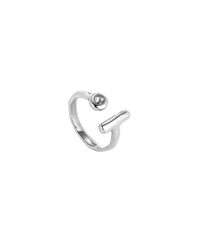Open Sterling Silver-Plated Ring with White Topaz by Unode50