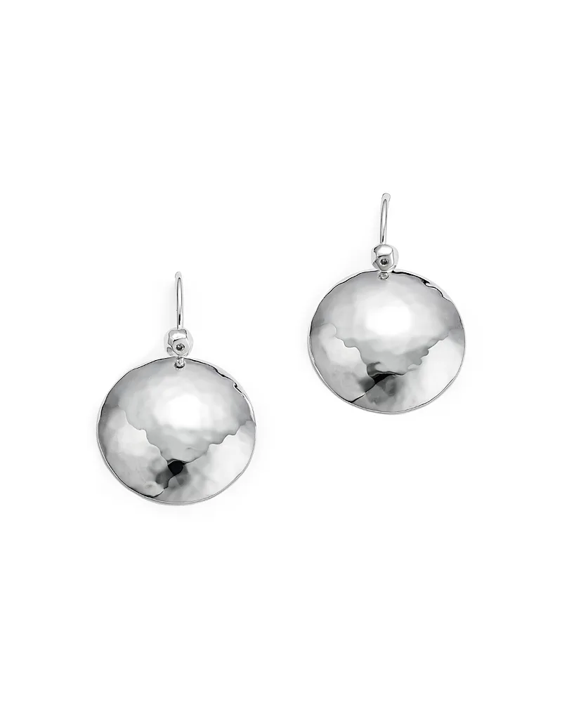 Medium Hammered Sterling Silver Dome Disk Earrings with Diamond by Ippolita