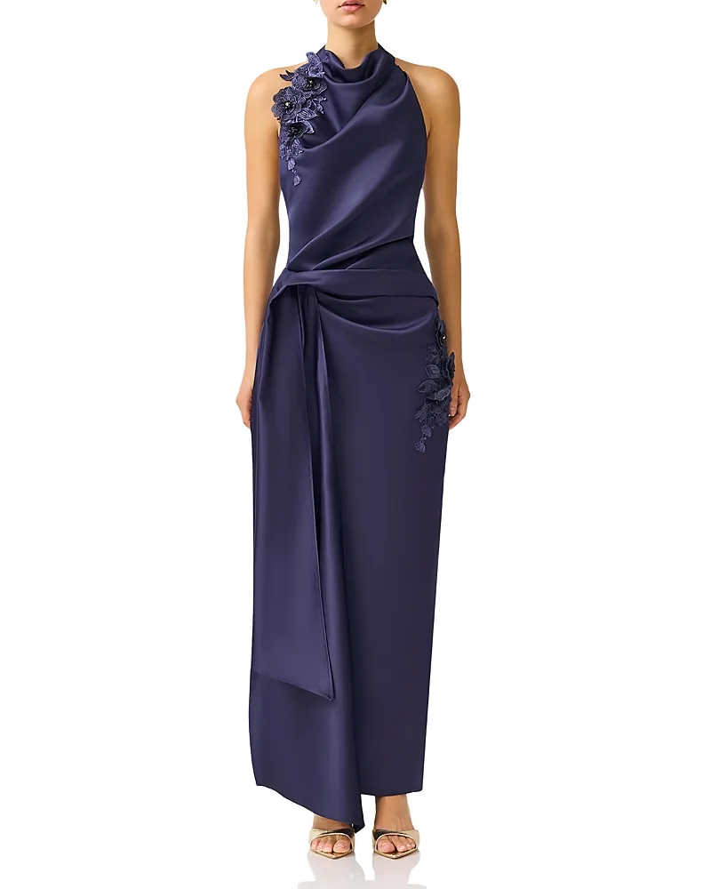 Florea Halter Satin Gown by Elliatt