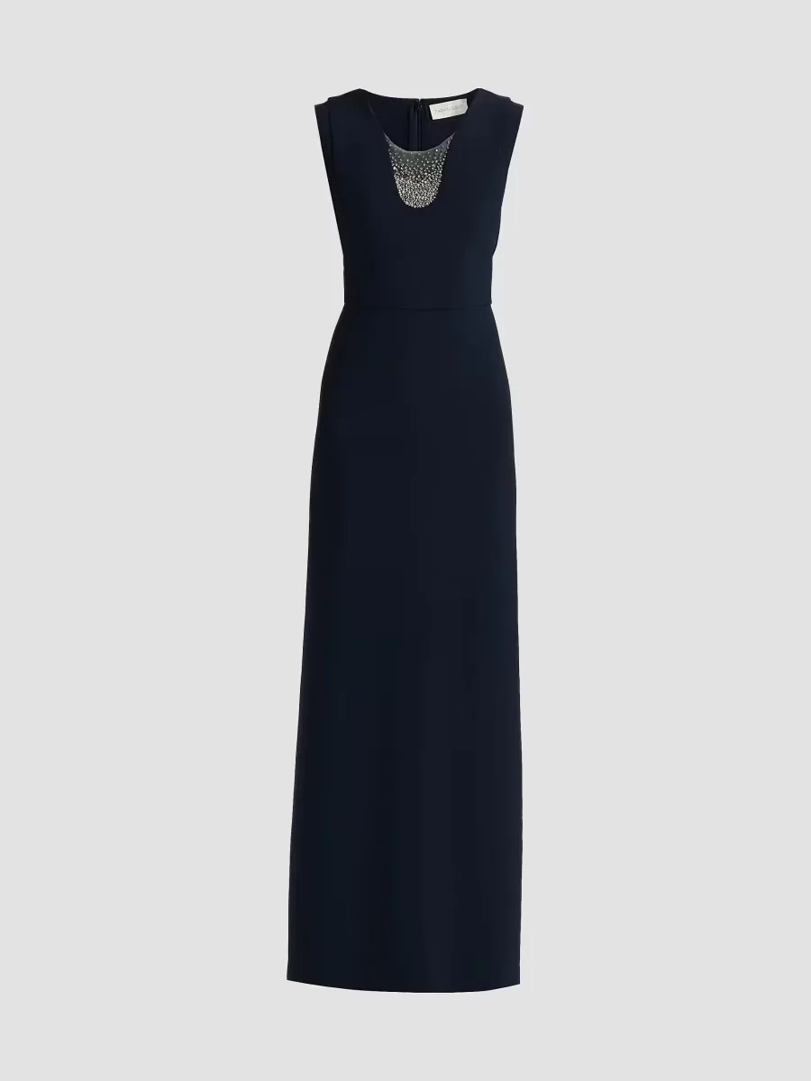 Natalie Embellished Stretch-Crepe Scoopneck Gown
